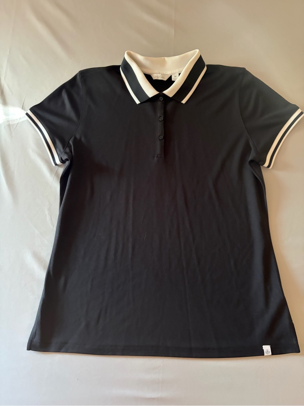 Lady Hagen Classic Black Polo Top with Contrast Collar